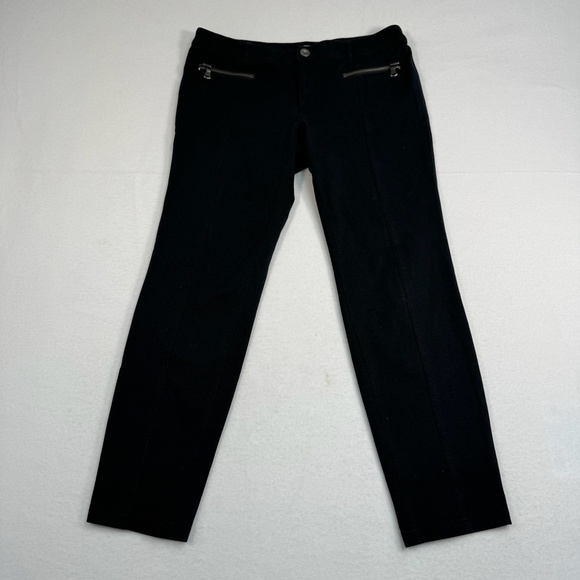 Dkny Jeans Straight Leg Pants Womens Size 12 Mid Rise Black Zipper Pockets - Picture 2 of 13